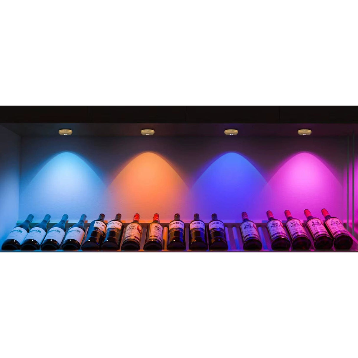 Återuppladdningsbara LED puckljus med magnetfäste – RGB-färgtemperatur - Justerbar ljusstyrka - Inomhus konstbelysning - Fjärrkontroll Carvallo