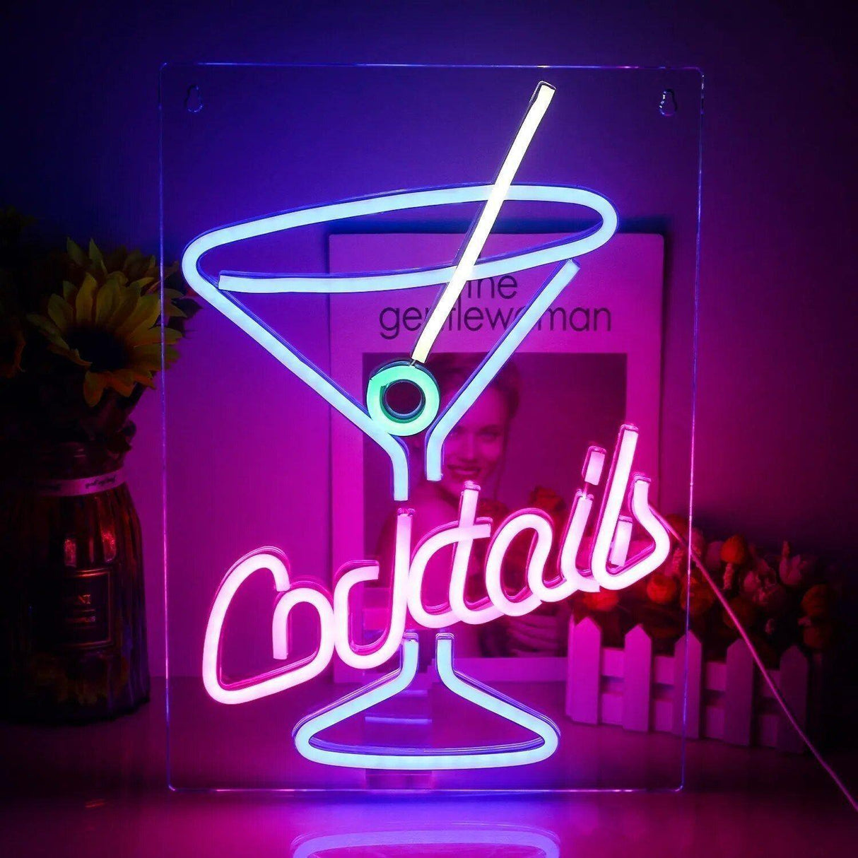 CocktailGlow Väggskylt - LED Neonskylt Part Deko Näsklubb Väggskylt Ljus Carvallo