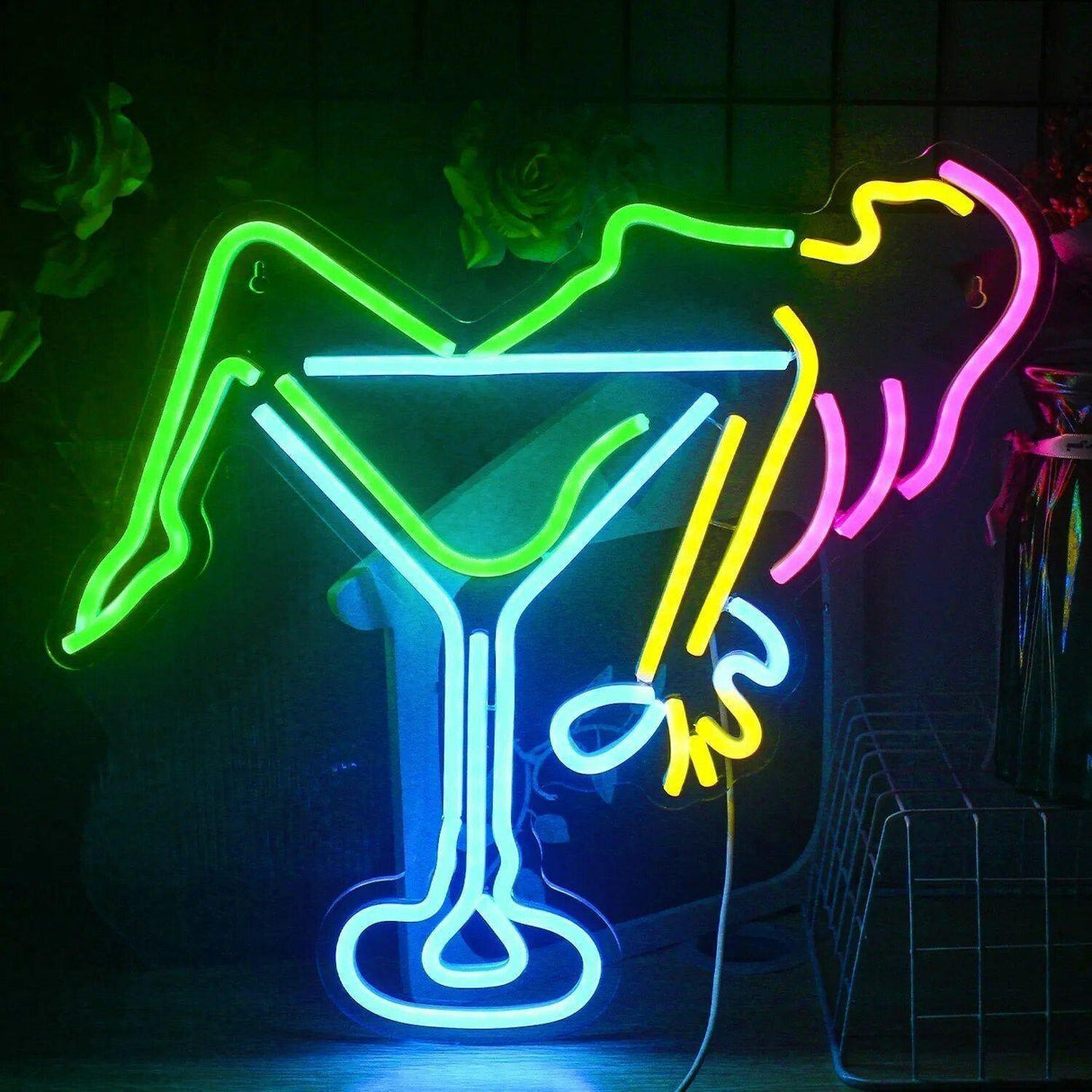 CocktailGlow Väggskylt - LED Neonskylt Part Deko Näsklubb Väggskylt Ljus Carvallo