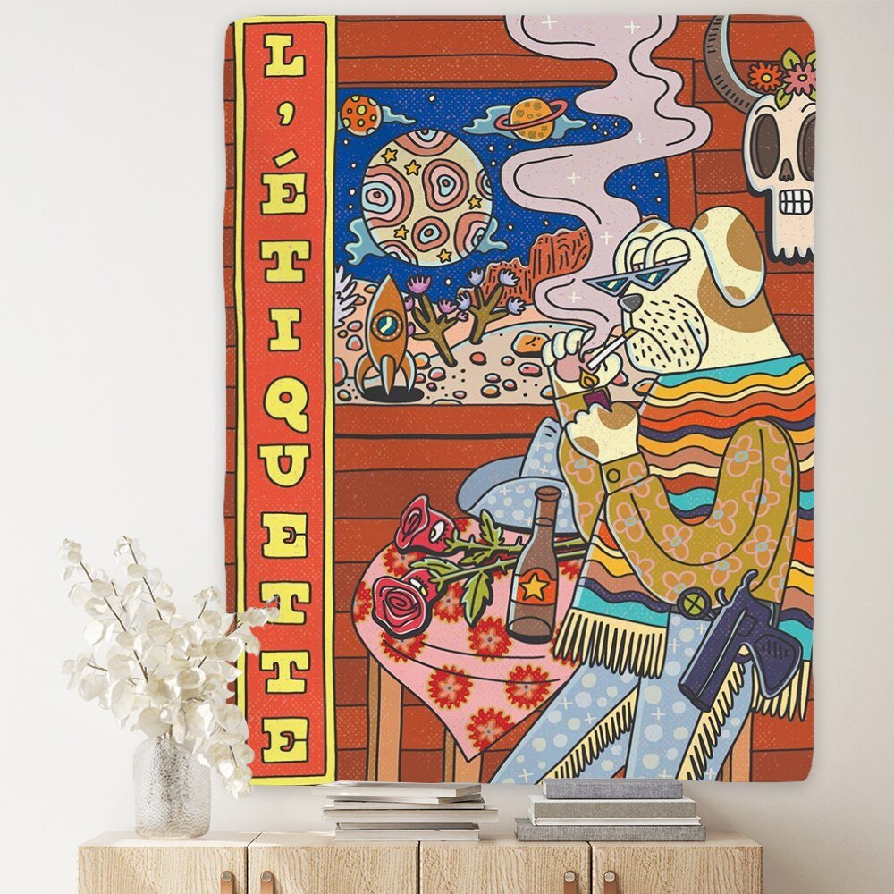 Vintage Psykedelisk Rock Hip Hop Tapestry 100% Polyester Carvallo