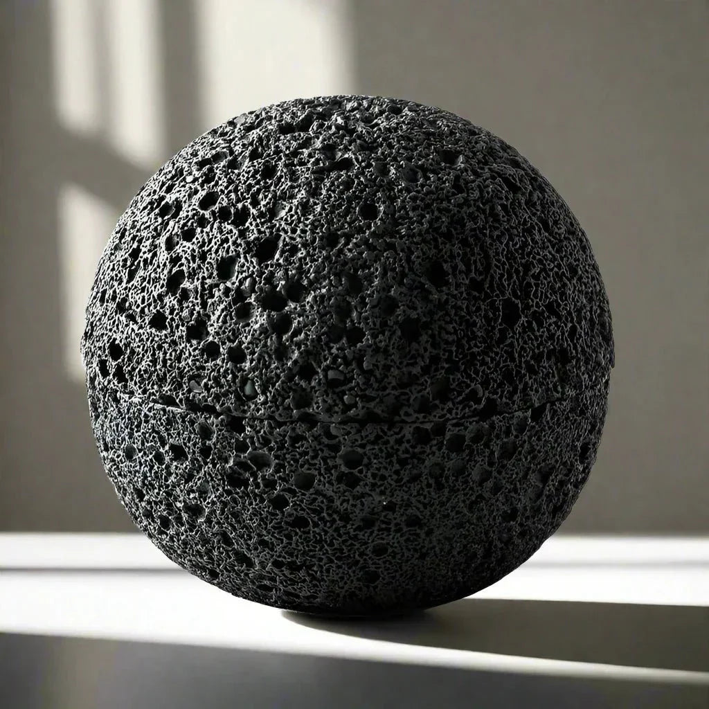 Kursig svart vulkanisk stenskål - Elegant porslinsmittenstuk Carvallo