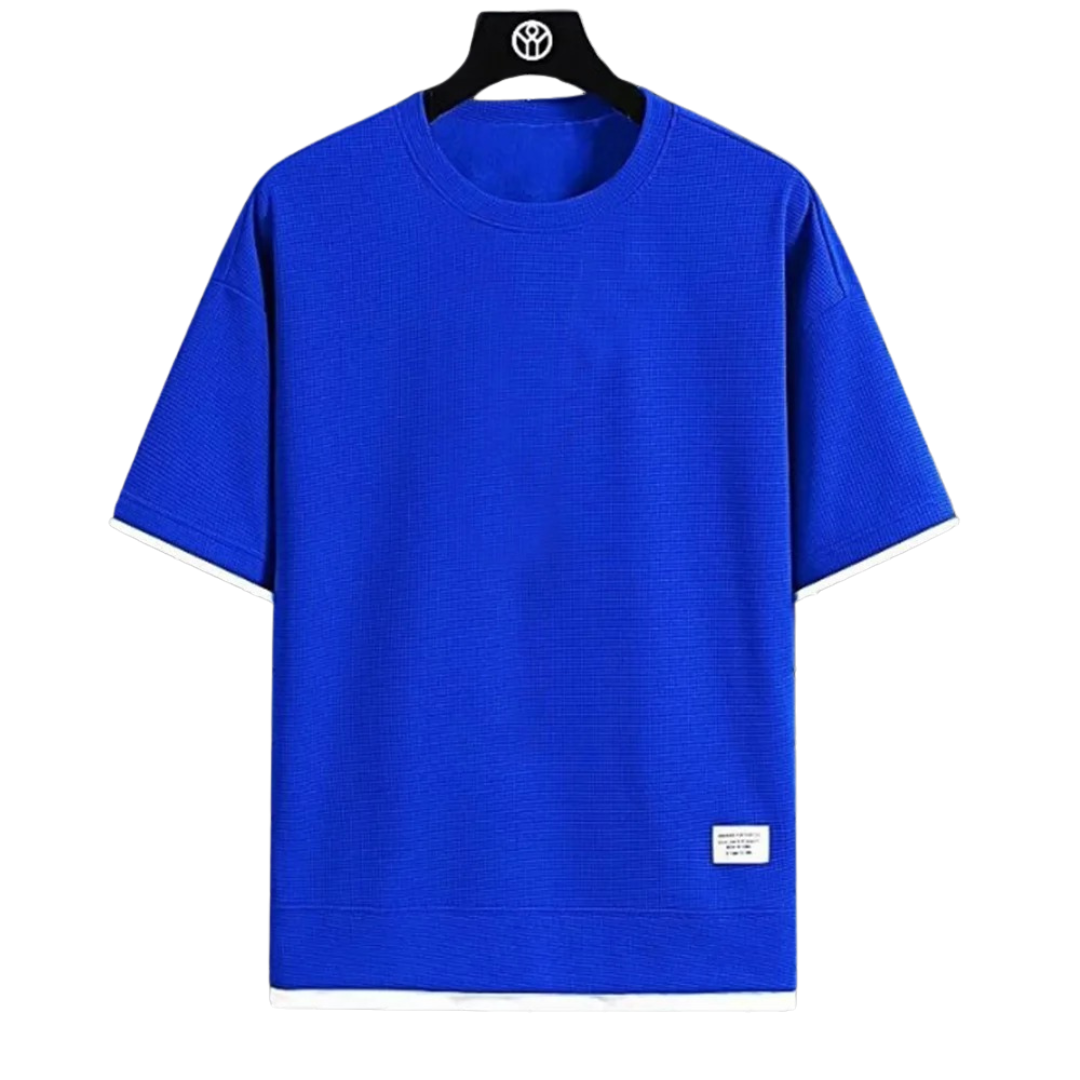 Premium våffel Tshirt för män-Hemnix-Blå-S-Hemnix