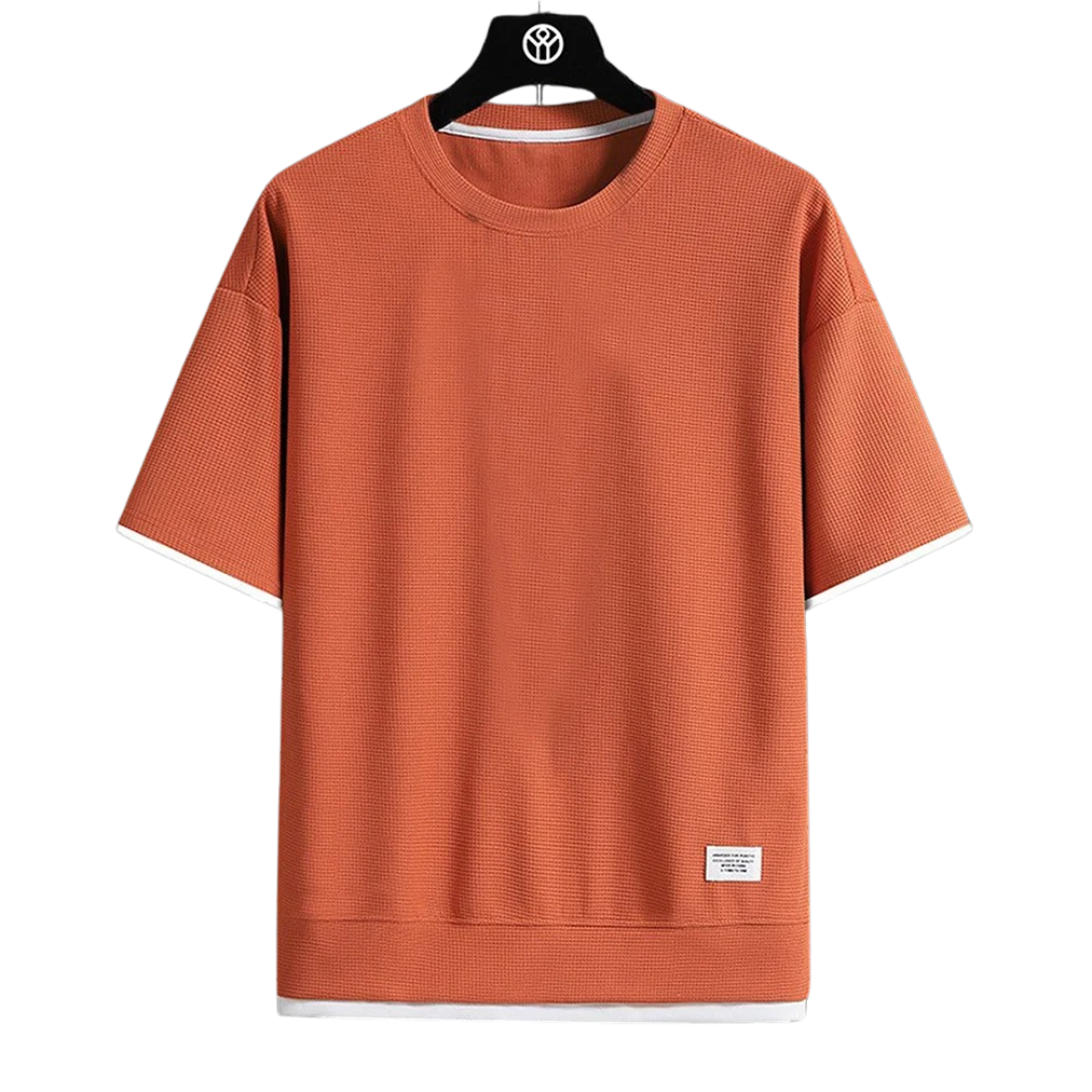 Premium våffel Tshirt för män-Hemnix-Orange-S-Hemnix