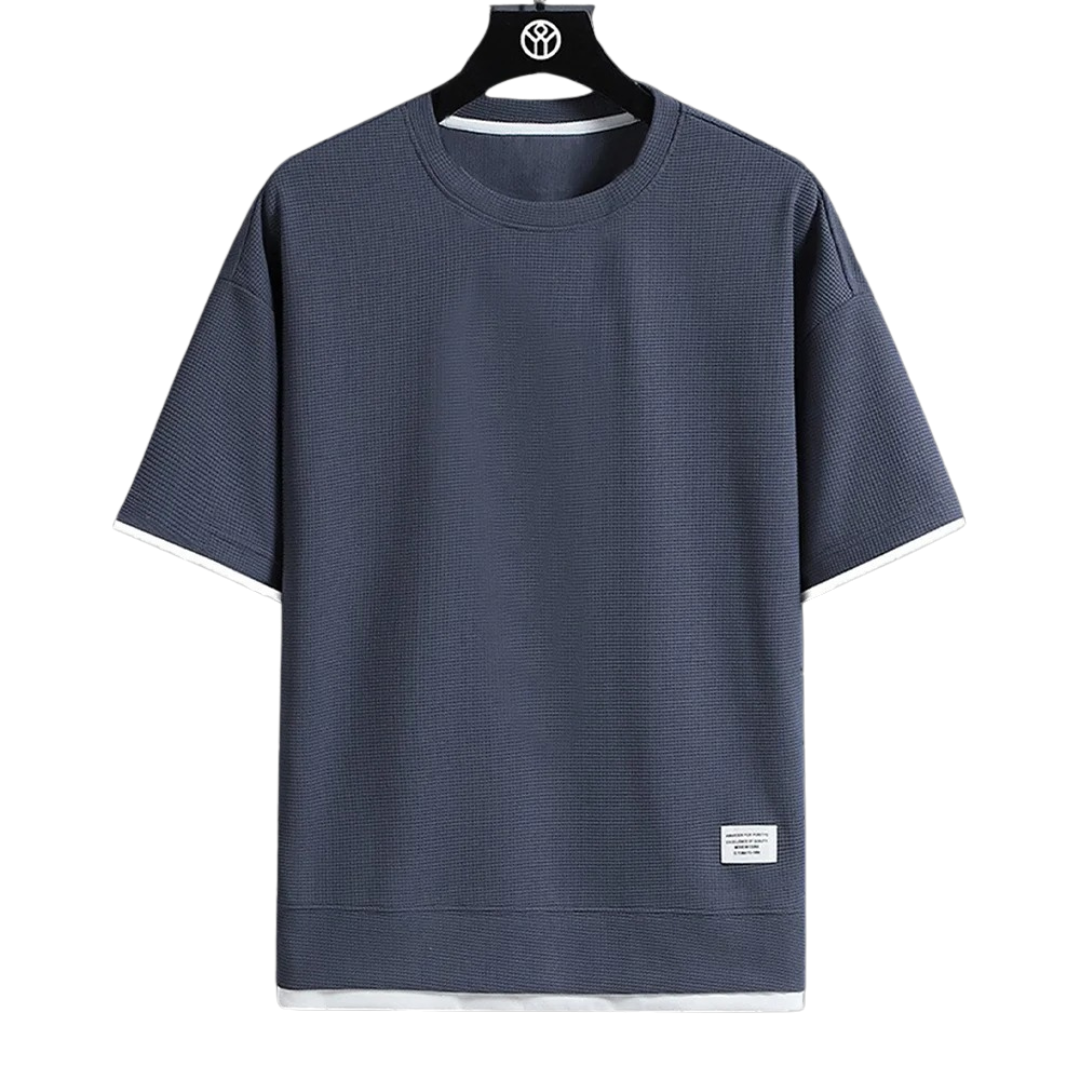 Premium våffel Tshirt för män-Hemnix-Grå-S-Hemnix