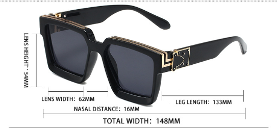 Svarta Fyrkantiga UV-skyddande Solglasögon Carvallo