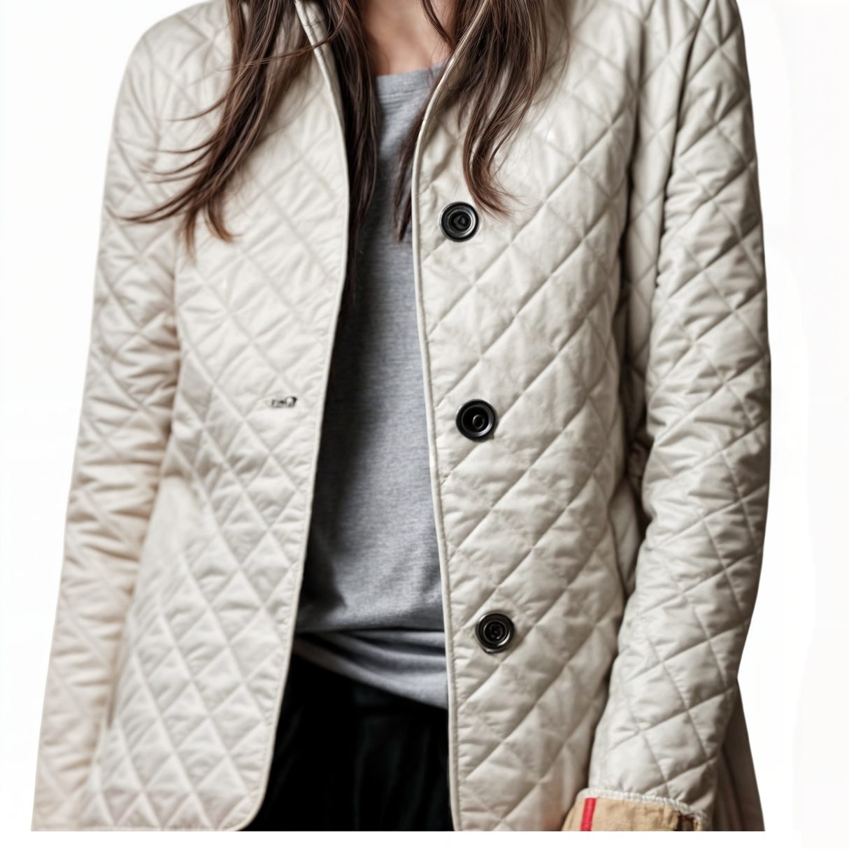 Kviltert jakke med nedfällbar krage för kvinnor-Hemnix-Vit-M-Hemnix