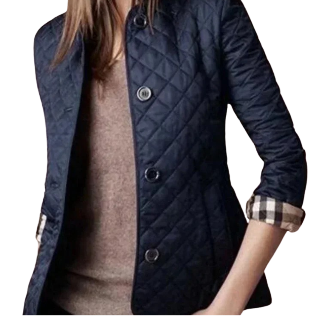 Kviltad kappa med rund krage för kvinnor-Hemnix-Marin-M-Hemnix