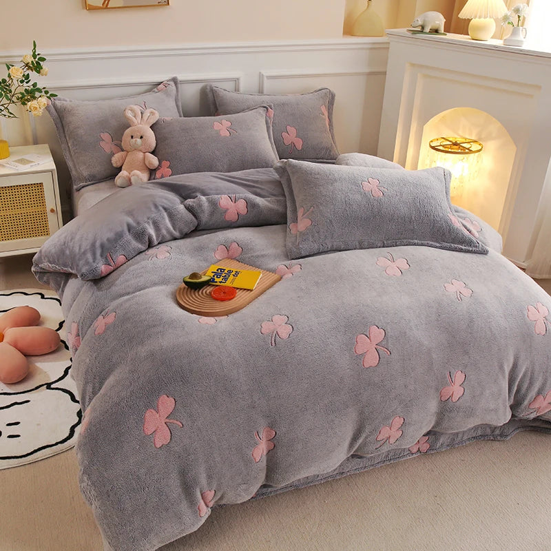 Tjock Fleece Varm Flanell Vinter Duvet Set Carvallo