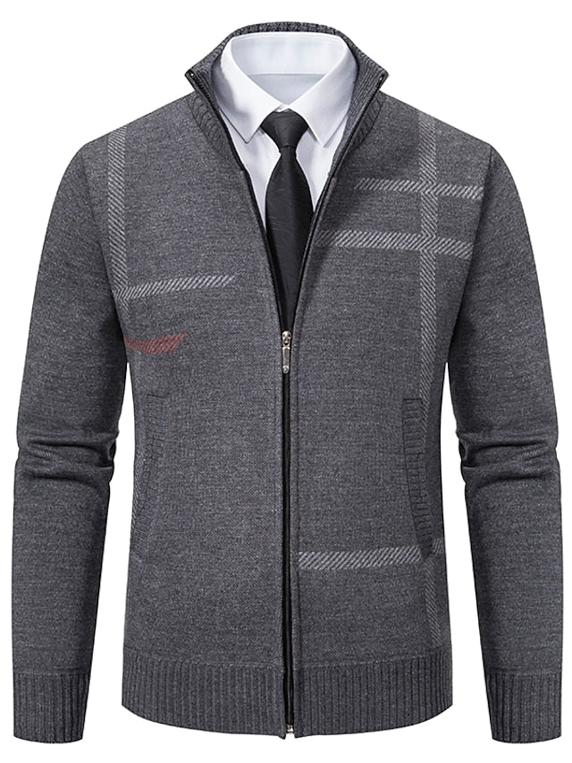 Herr Tröja Med Dragkedja Mjuk Stickad Akryl-Herrtröjor-Bellasverige-Hemnix