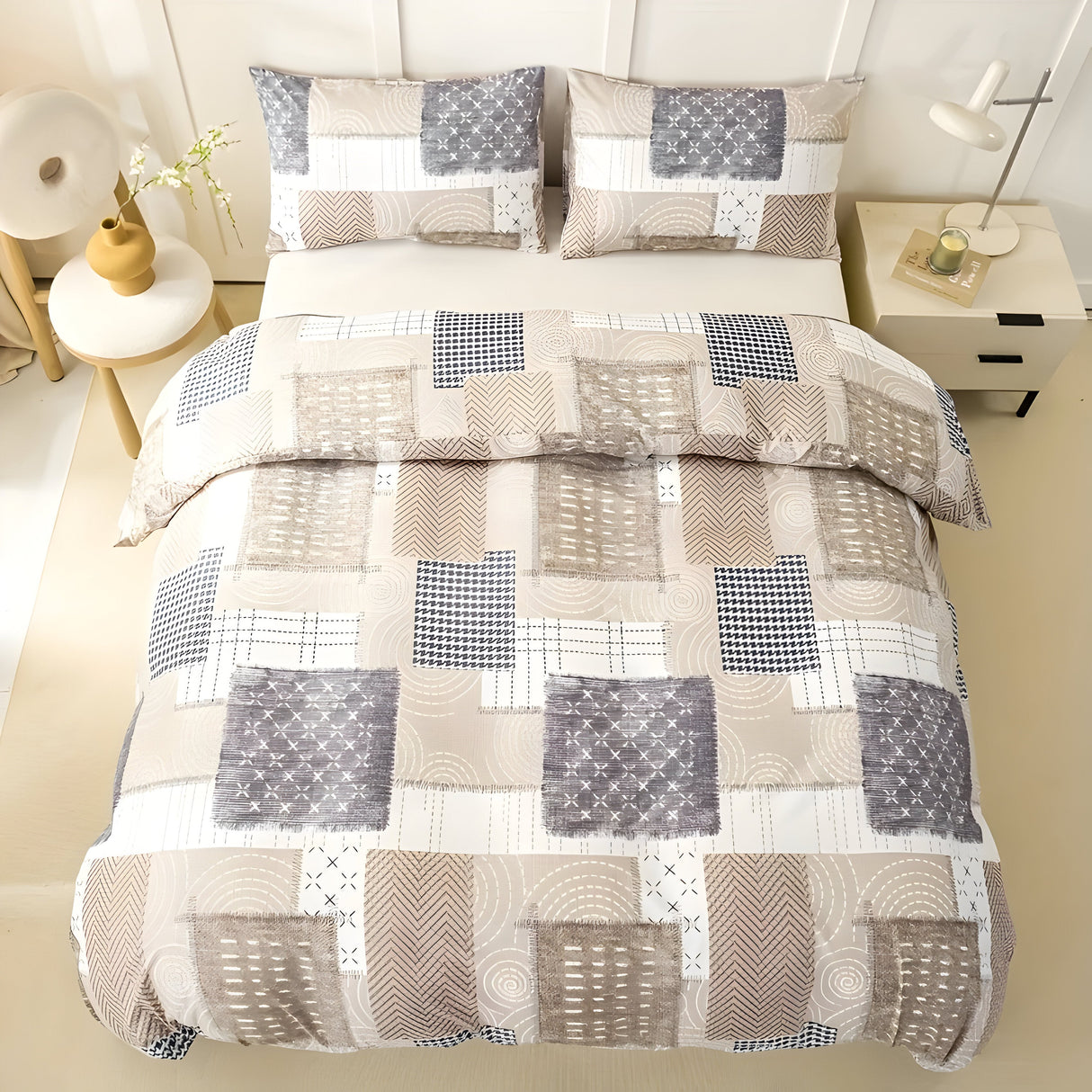 CozyNest Duvet Set - Mysigt & Andningsbart Patchwork-sängklädset Carvallo