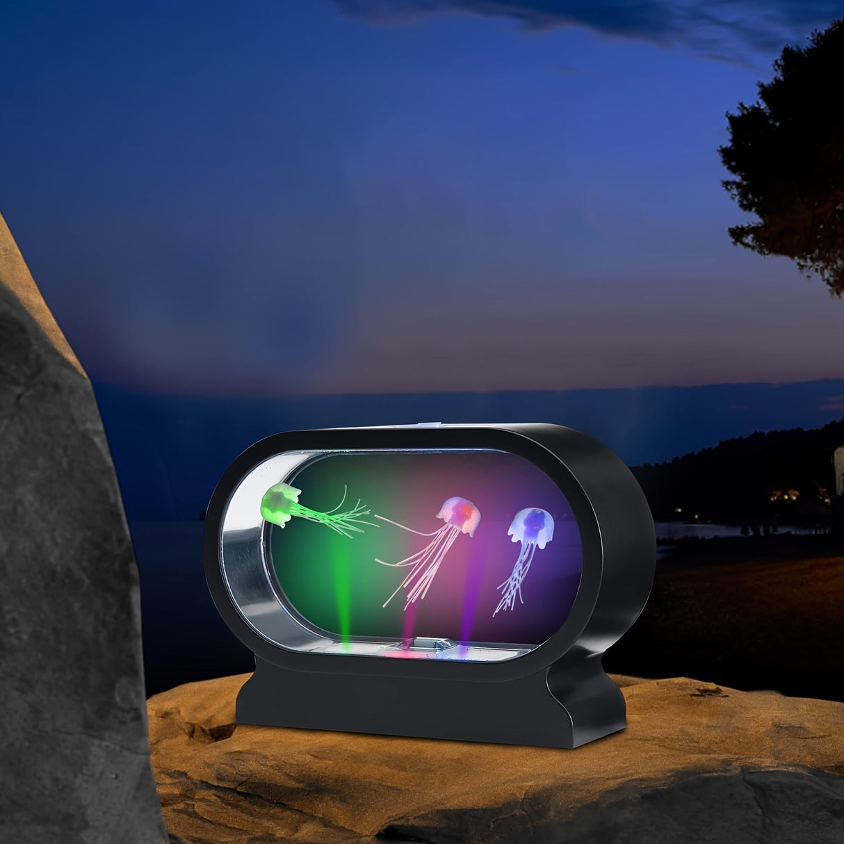 LumiJelly - LED Manet Tafellampa, 3-Färgs Simulering Akvarium Nattlampa, Batteridriven, Dekorativt Ljus Carvallo