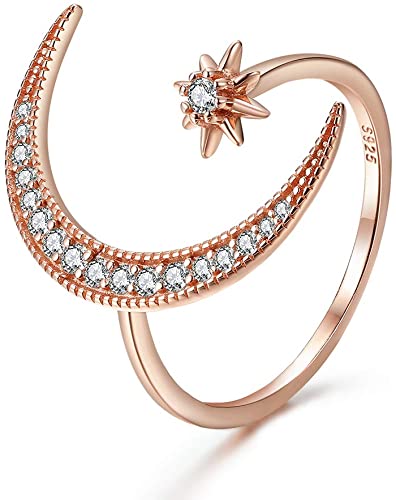 Halvmåne Månstjärna ring-Jewelry for women-Hemnix-Rose Guld-Hemnix