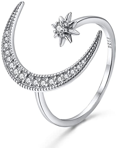 Halvmåne Månstjärna ring-Jewelry for women-Hemnix-Silver-Hemnix