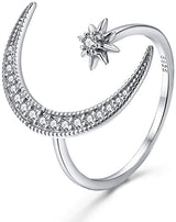 Halvmåne Månstjärna ring-Jewelry for women-Hemnix-Silver-Hemnix