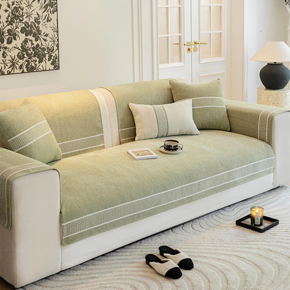 Chenille Jacquard Bred Kant Design Repellenta Sofföverdrag Carvallo