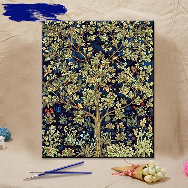 Green Tree Paint By Numbers-kit - Kreativitet för unga och gamla-DIY-Hemnix-40x50cm ingen ram-Hemnix