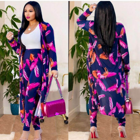 Kimono kofta set-Clothes for women-Bellasverige-Rosa fjäder-S-Hemnix