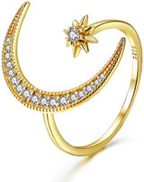 Halvmåne Månstjärna ring-Jewelry for women-Hemnix-Guld-Hemnix