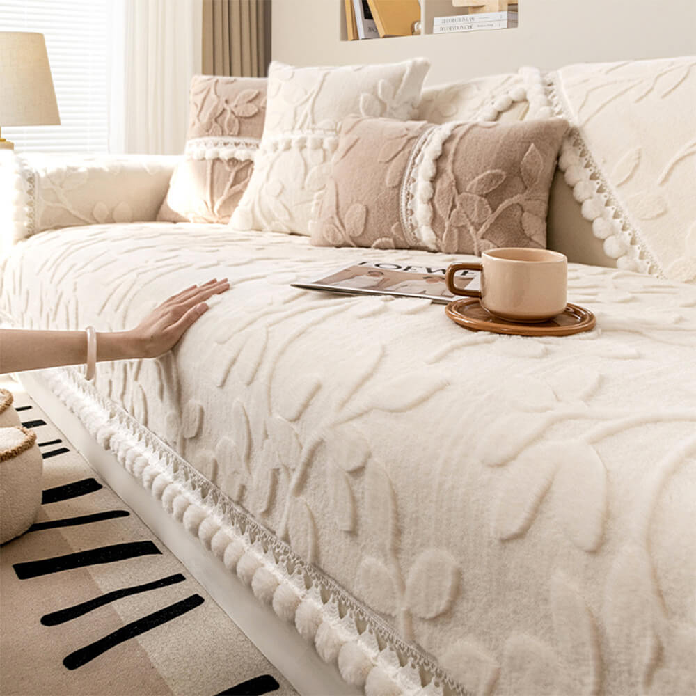 Branch Jacquard Elegant Decorative Plush Non-Slip Sofföverdrag Carvallo