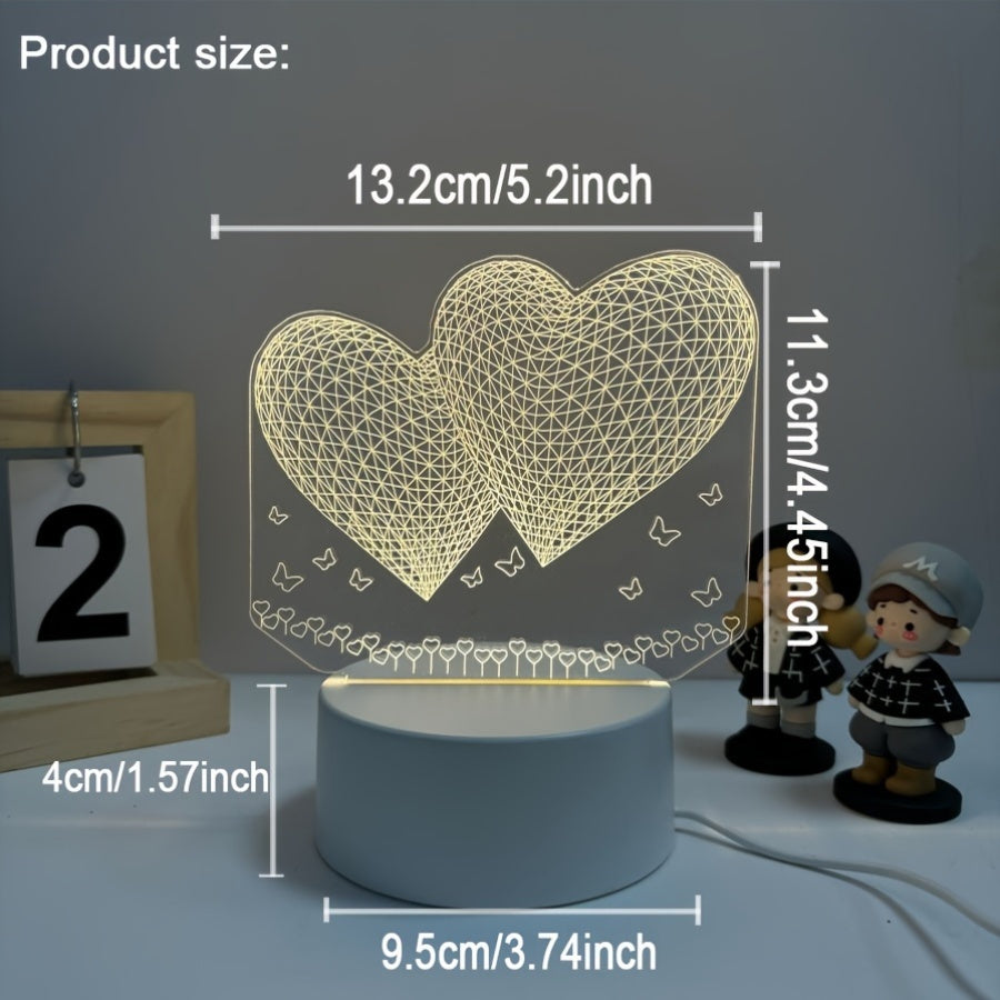 HartenLicht - Geometrisk USB Bordslampa med Varm Glöd för Kärleks Tema Dekoration Carvallo