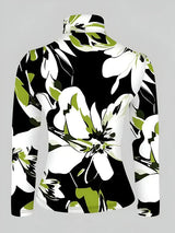 Långärmad T-shirt Dam Turtleneck Blommigt Tryck Mjuk Material