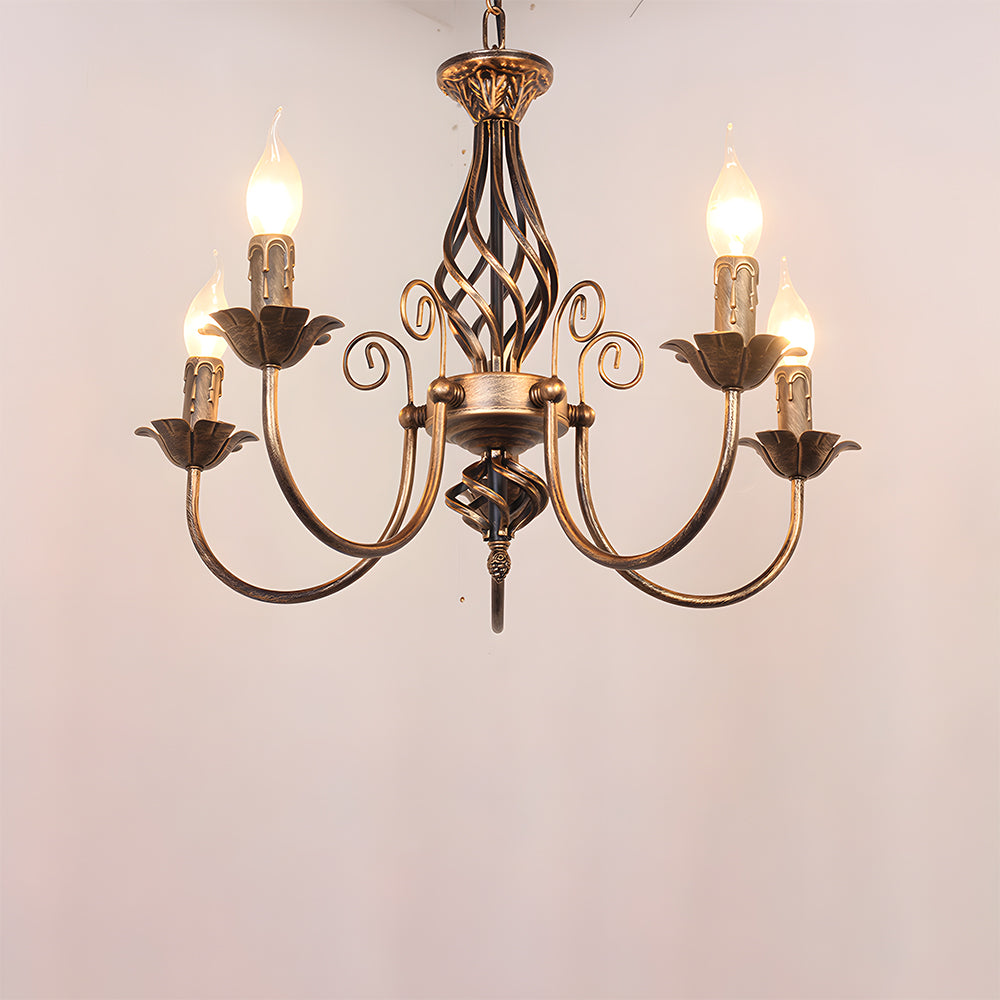 Vintage Bronze Chandlier | 4/6/8 Ljus Matsal Takarmatur i Järn | Brick by Brick Carvallo
