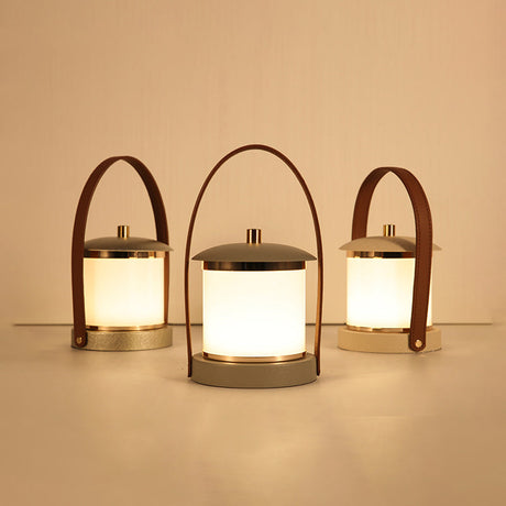Portable LED Cylinder Lamp – Sleek Leather Look MILA Sverige