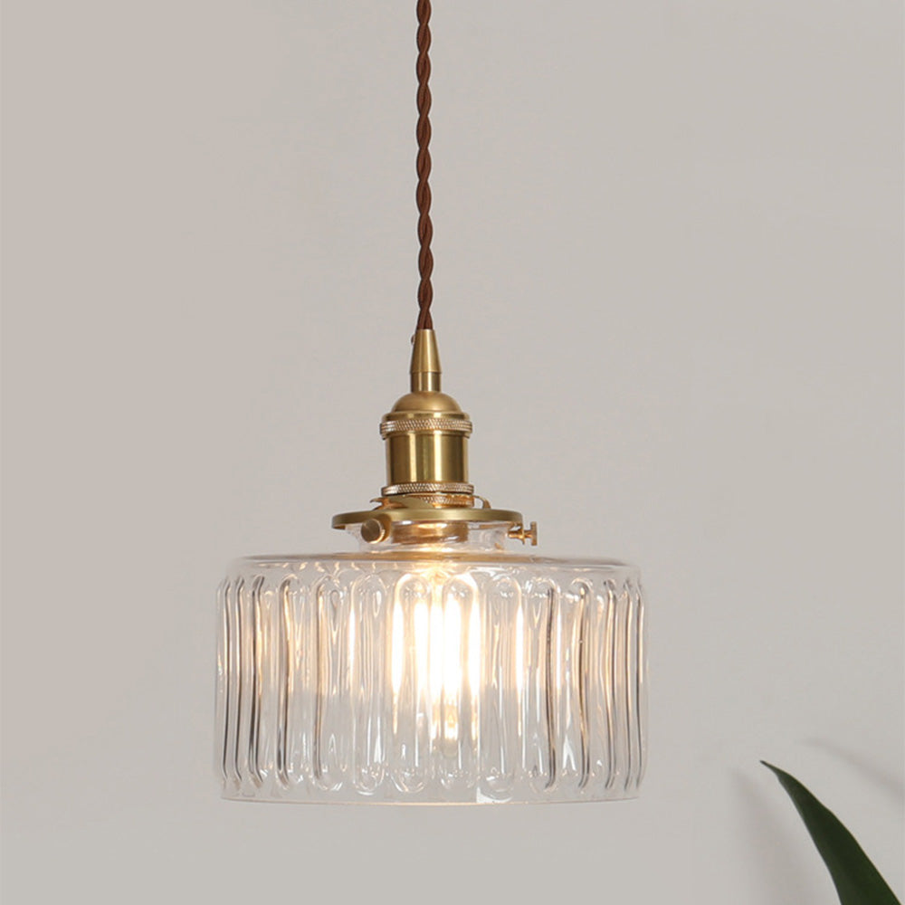 Cylinder Glass Pendant Light | Vintage Elegance | Justerbar Höjd 59" | Varm Glöd för Moderna Hem | Brick by Brick Carvallo