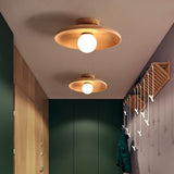 Hallway Ceiling Lamp with Round Nordic Wooden Design Carvallo