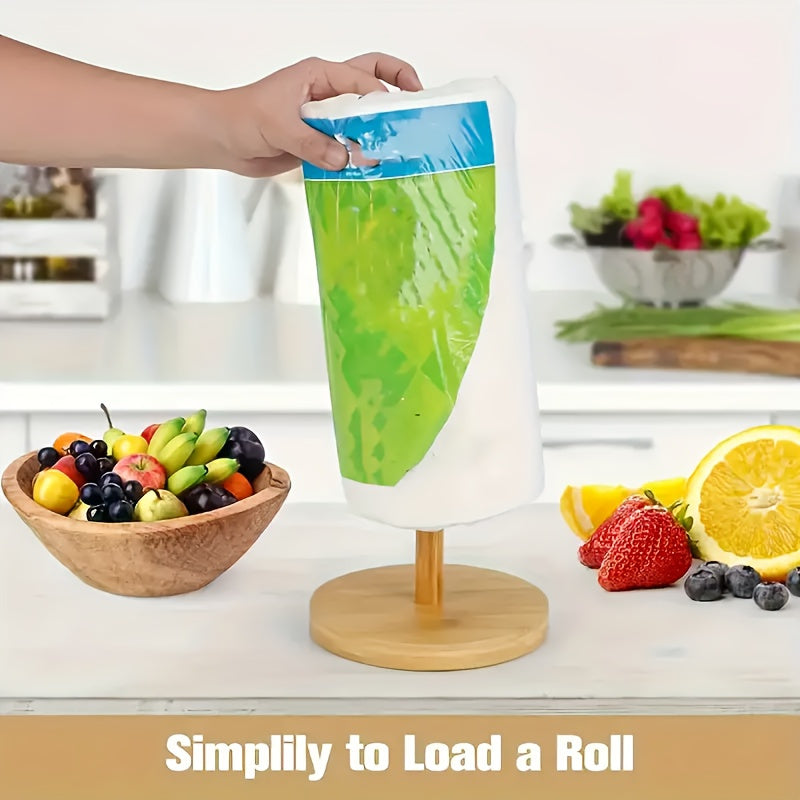 Bamboo Pappershanddukshållare med Naturlig Finish – Stilig och Praktisk för Bänkskivan Carvallo