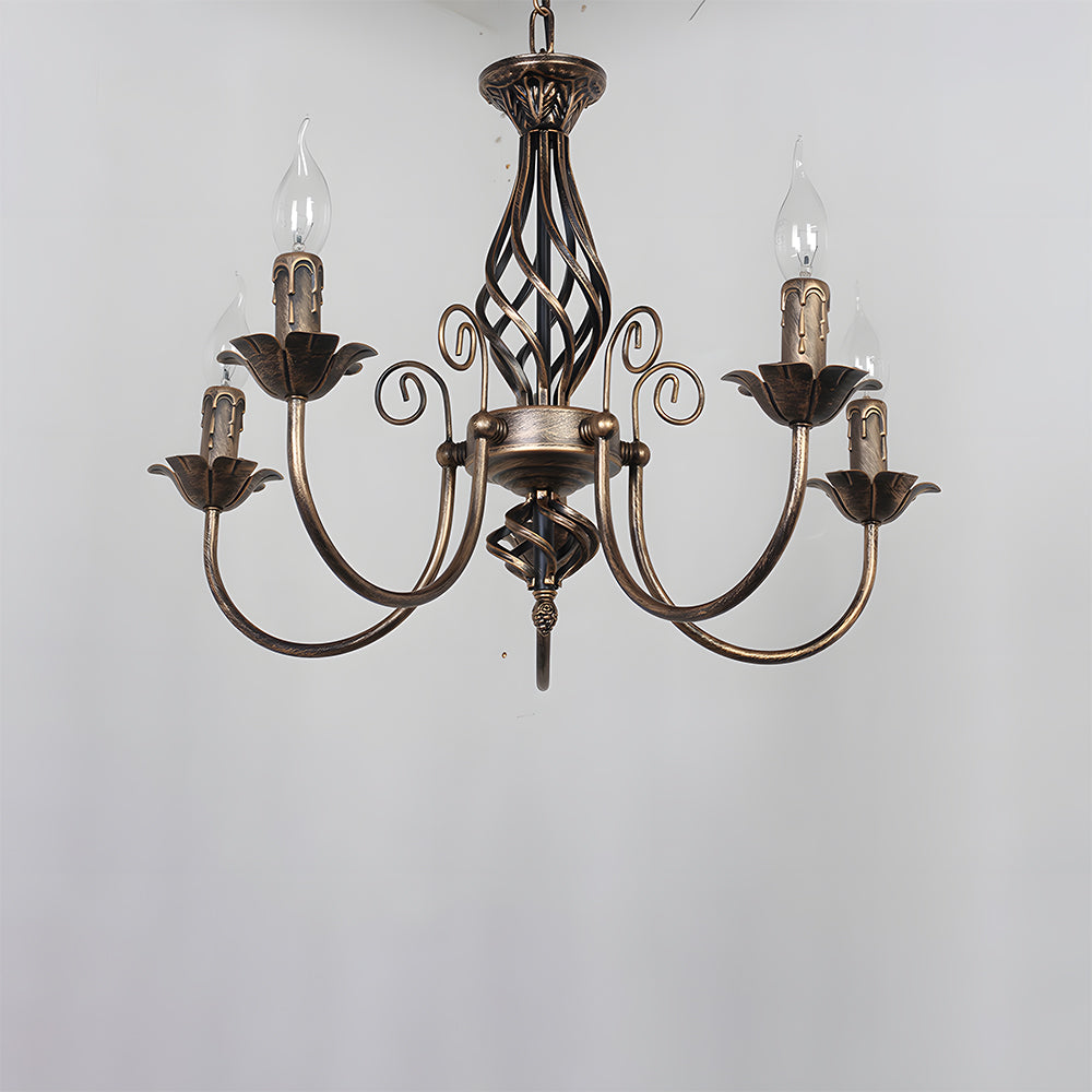 Vintage Bronze Chandlier | 4/6/8 Ljus Matsal Takarmatur i Järn | Brick by Brick Carvallo