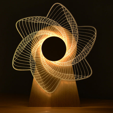 Art Deco träpinwheel-lampa – USB-laddnings-LED-lampa MILA Sverige