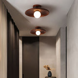 Hallway Ceiling Lamp with Round Nordic Wooden Design Carvallo