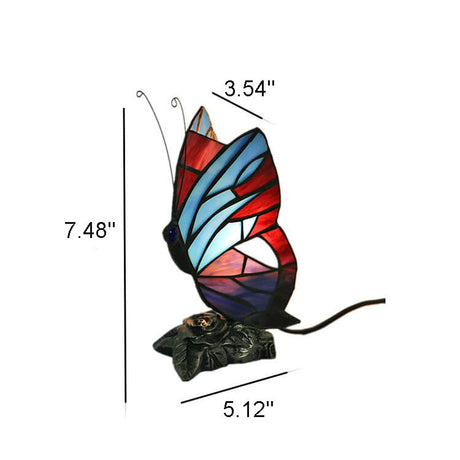 Hantverksfärgat glas fjärilsbordslampa – varm glöd accentljus MILA Sverige