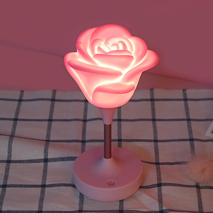 RoseGlow | Romantisk rosa USB uppladdningsbar Touch LED nattlampa MILA Sverige