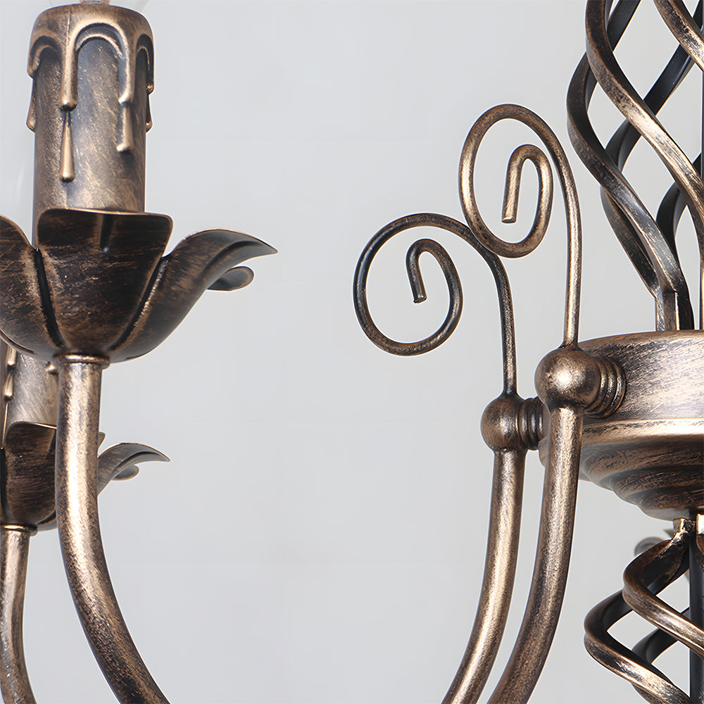 Vintage Bronze Chandlier | 4/6/8 Ljus Matsal Takarmatur i Järn | Brick by Brick Carvallo