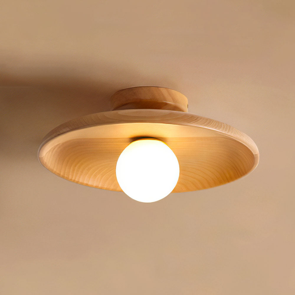 Hallway Ceiling Lamp with Round Nordic Wooden Design Carvallo
