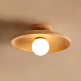 Hallway Ceiling Lamp with Round Nordic Wooden Design Carvallo