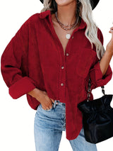 Dam Oversized Skjorta Corduroy Mjuk Bomull