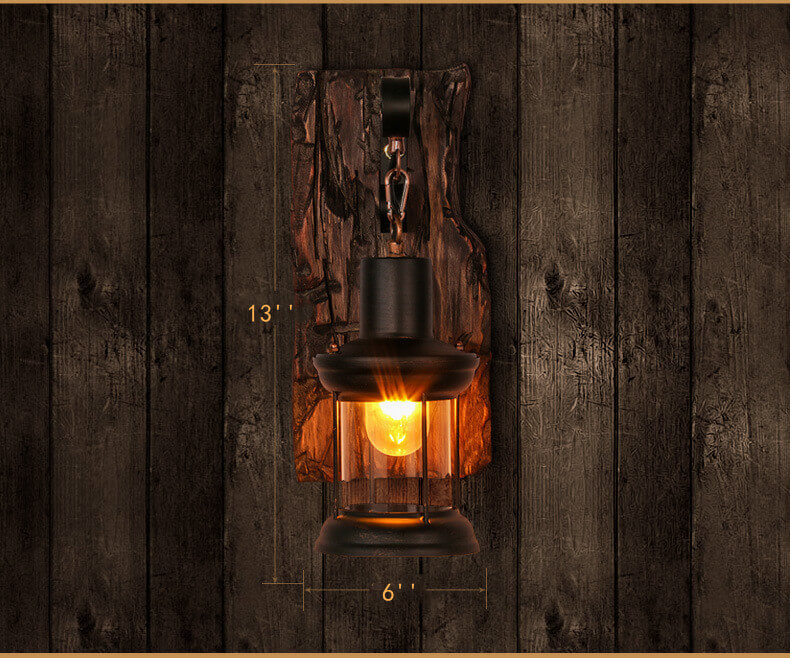 GlowCraft Cylinder Vägglampa – Glas, Iron & Wood Base MILA Sverige