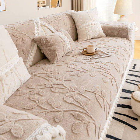 Branch Jacquard Elegant Decorative Plush Non-Slip Sofföverdrag Carvallo