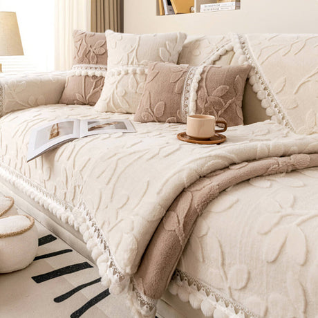Branch Jacquard Elegant Decorative Plush Non-Slip Sofföverdrag Carvallo