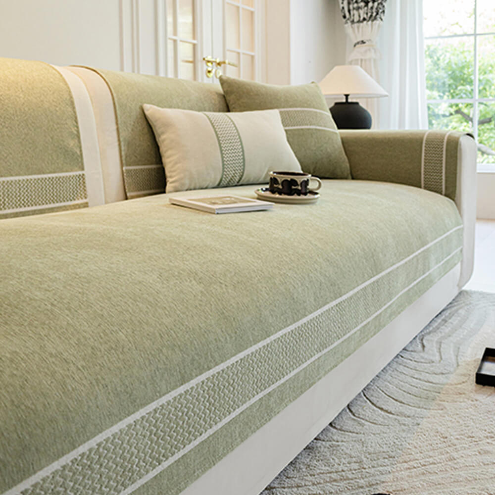 Chenille Jacquard Bred Kant Design Repellenta Sofföverdrag Carvallo