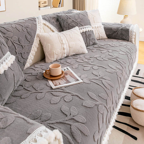 Branch Jacquard Elegant Decorative Plush Non-Slip Sofföverdrag Carvallo
