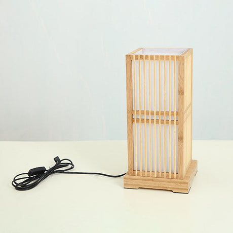 Japansk minimalistisk trä fyrkantig pelarbordslampa Carvallo