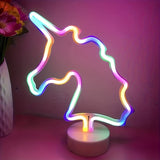 UnicornGlow - Neon Enhörning USB Skrivbordslampa för Fest & Dekoration Carvallo