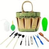 Carvallo Mini Trädgårdsverktyg-set | 13-delar | För Bonsai, suckulenter & rumsväxter | Med organiseringsväska Carvallo