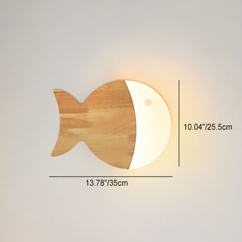 Nordisk Kreativ Enkel Trä Konst Liten Fisk LED Lampa Carvallo