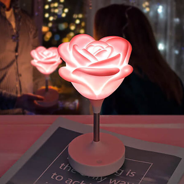 RoseGlow | Romantisk rosa USB uppladdningsbar Touch LED nattlampa MILA Sverige