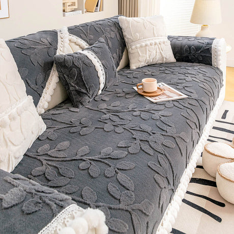 Branch Jacquard Elegant Decorative Plush Non-Slip Sofföverdrag Carvallo